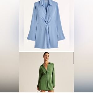 Abercrombie & Fitch Blue Twist-Front Shirt Dress Sz.M NWT